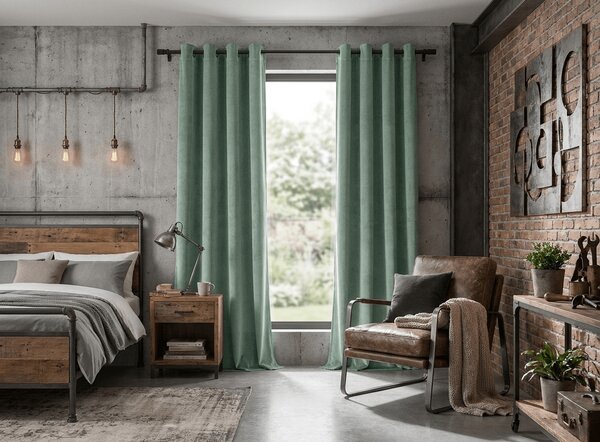 Zatemnjena zavjesa DREAM VELVET 140x250 cm, žalfijasto zelena Sistem za vješanje: Metalni prstenovi