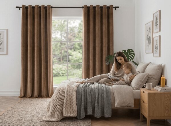 Zatemňovací závěs DREAM VELVET 140x230 cm, skořicově hnědý Sistem za vješanje: Metalni prstenovi