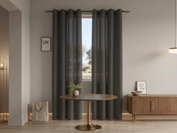 Zavjesa TAVIO 140x250 cm, sivkasto smeđa Sistem za vješanje: Metalni prstenovi