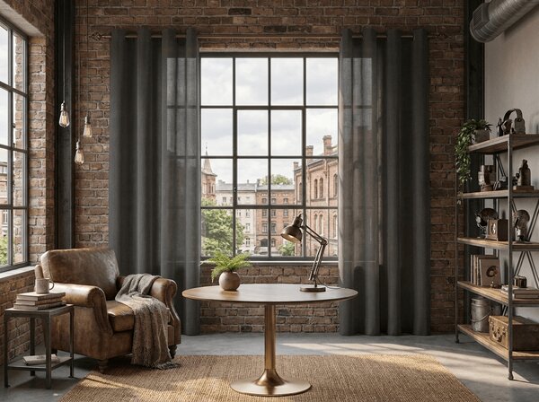 Zavjesa TAVIO 140x250 cm, sivkasto smeđa Sistem za vješanje: Metalni prstenovi