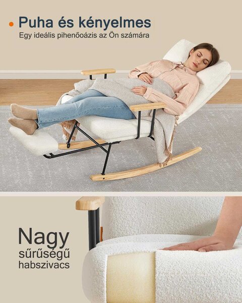 Stolica za ljuljanje nosivost do 160 kg, 97 × 67 × 100 cm, bijela | VASHOME