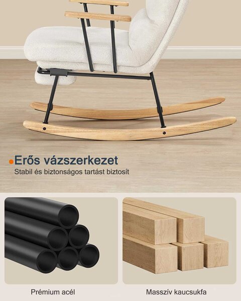 Stolica za ljuljanje nosivost do 160 kg, 97 × 67 × 100 cm, bijela | VASHOME