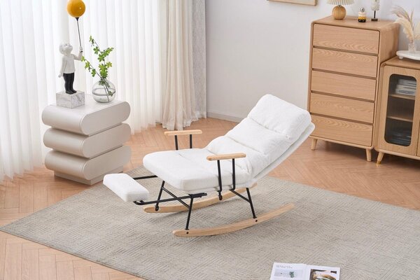 Stolica za ljuljanje nosivost do 160 kg, 97 × 67 × 100 cm, bijela | VASHOME