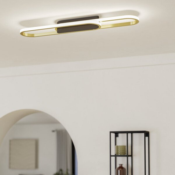 EGLO CONIVARENA LED stropna svjetiljka, crna/mesing, 69 cm, CCT, Crno, Dnevni boravak/blagovaonica, Metal