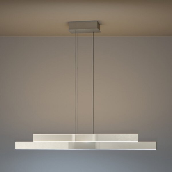 EGLO PLAYITAS LED viseća svjetiljka, nikl, 120 cm, 2 svjetla, CCT, prigušiva, Metalik, Dnevni boravak/blagovaonica, Aluminij