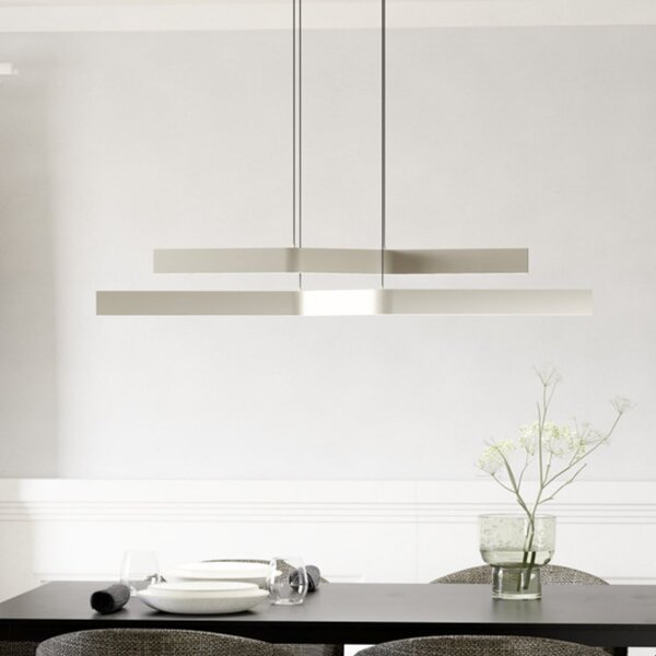 EGLO PLAYITAS LED viseća svjetiljka, nikl, 120 cm, 2 svjetla, CCT, prigušiva, Metalik, Dnevni boravak/blagovaonica, Aluminij
