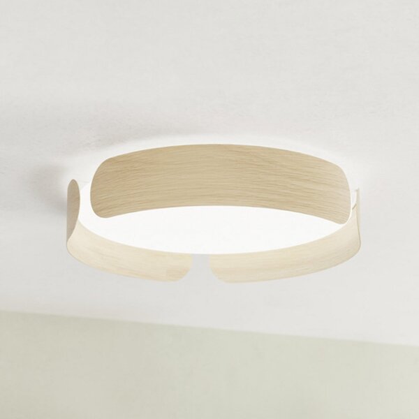 EGLO VALCASOTTO LED stropna svjetiljka, drvo, Ø 37 cm, 3.000 K, Drvo, Dnevni boravak/blagovaonica, Metal