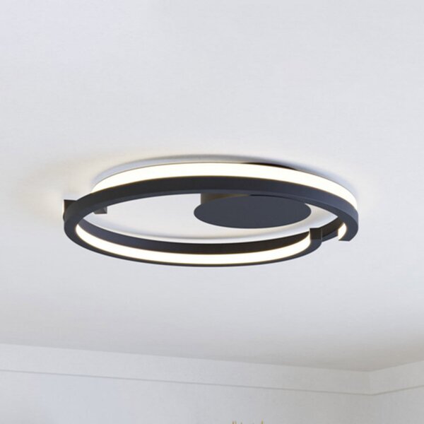 EGLO MEZZOMONTE LED stropna svjetiljka, crna, Ø 48 cm, CCT, prigušiva, Crno, Dnevni boravak/blagovaonica, Aluminij