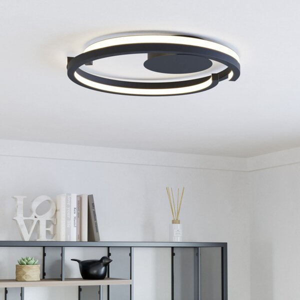 EGLO MEZZOMONTE LED stropna svjetiljka, crna, Ø 48 cm, CCT, prigušiva, Crno, Dnevni boravak/blagovaonica, Aluminij