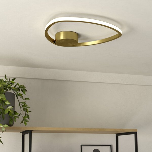 EGLO MOSCHELLA LED stropna svjetiljka, boja mesinga, Ø 38 cm CCT, Zlato / mjed, Dnevni boravak/blagovaonica, Metal