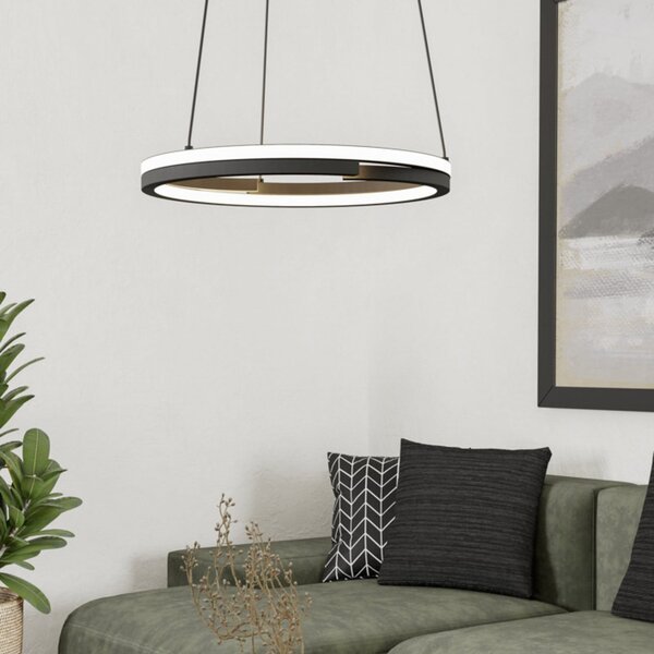 EGLO MEZZOMONTE LED viseća svjetiljka, crna, Ø 48 cm, CCT, prigušiva, Crno, Dnevni boravak/blagovaonica, Aluminij