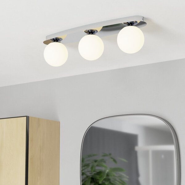 EGLO Stropna svjetiljka CASTROVIDO, krom, 58 cm, 3 svjetla, IP44, G9 LED, Krom, Dnevni boravak/blagovaonica, Staklo, Metak