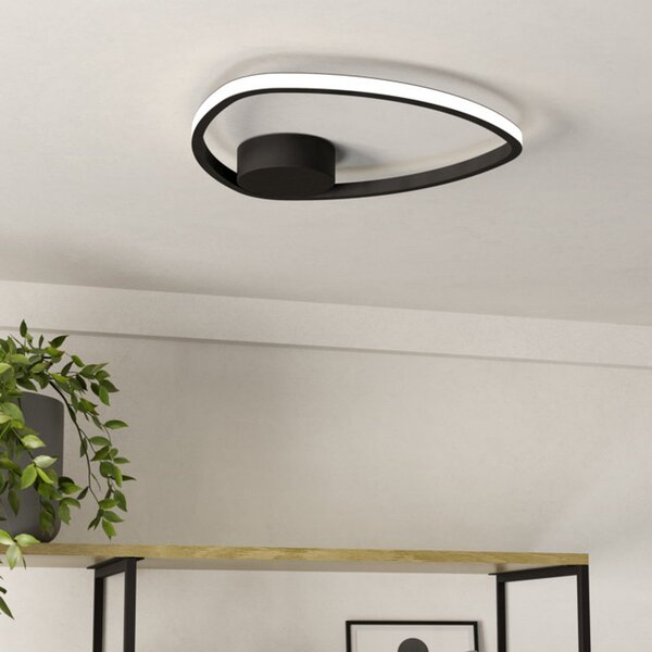 EGLO MOSCHELLA LED stropna svjetiljka, crna, Ø 38 cm, CCT, Crno, Dnevni boravak/blagovaonica, Metal