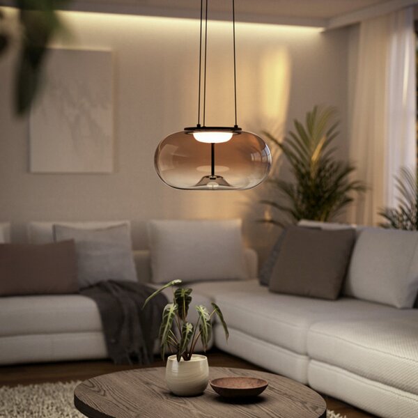 EGLO OPTICA 1 LED viseća svjetiljka, bronca/smeđa, Ø 38 cm, CCT, Smeđa / hrđa, Dnevni boravak/blagovaonica, Metal