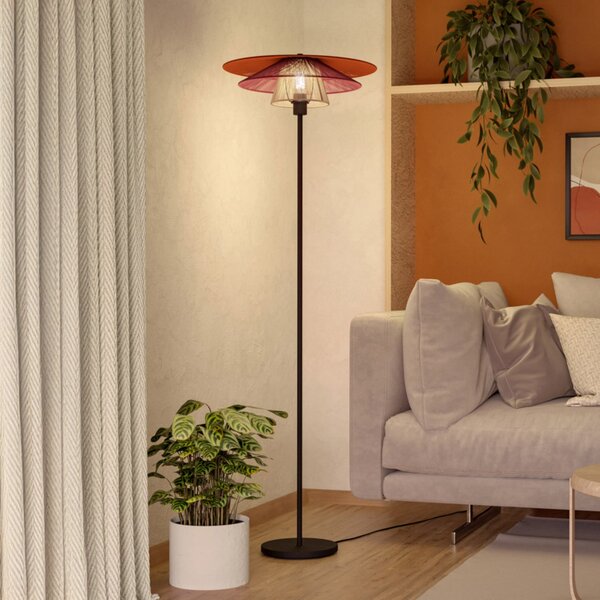EGLO Podna lampa PIGNONA, crvena/narančasta/bijela, visina 161 cm, tkanina, Višebojno, Dnevni boravak/blagovaonica, Tkanina / tekstil