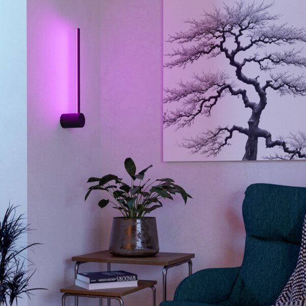 EGLO connect pametna LED zidna svjetiljka FLATRON-Z, crna, 48 cm, prigušiva, Crno, Dnevni boravak/blagovaonica, Aluminij