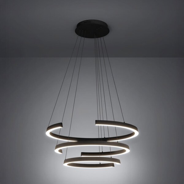Stars of Light LED viseća lampa LABONETE, crna, Ø 80 cm, 3 svjetla, prigušiva, Crno, Dnevni boravak/blagovaonica, Aluminij