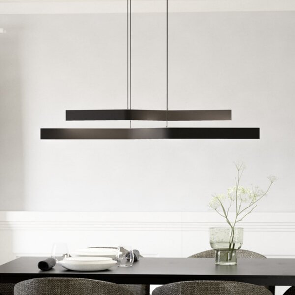 EGLO PLAYITAS LED viseća svjetiljka, crna, 120 cm, 2 svjetla, CCT, prigušiva, Crno, Dnevni boravak/blagovaonica, Aluminij