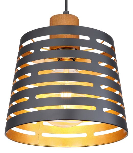 Globo Viseća lampa Ablona, Ø 25 cm, crna/zlatna, metalna, prigušiva, Crno, Dnevni boravak/blagovaonica, Metal