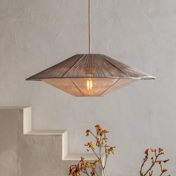 Good & Mojo GOOD MOJO Lumbini viseća lampa, Ø60 cm, svijetlosiva, papirnato uže, Sivo, Dnevni boravak/blagovaonica, Papirnati karton