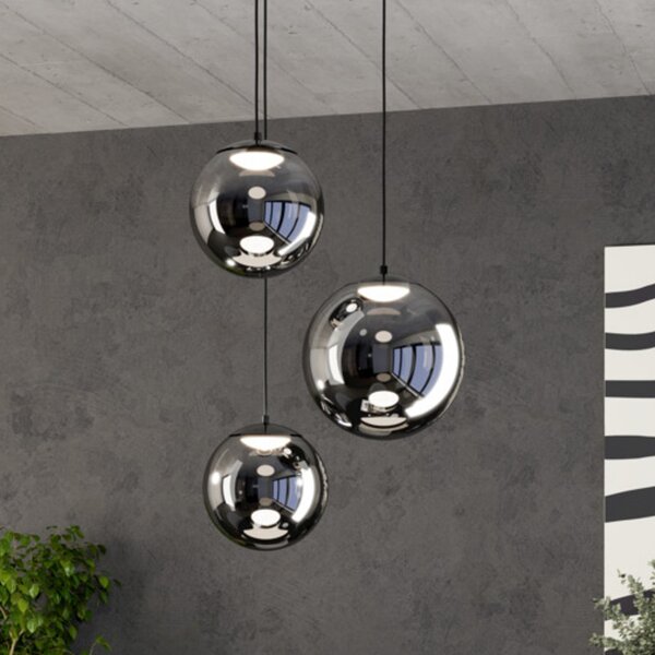 Stars of Light Luster ANORIAS LED Light, crni, Ø 46 cm, 3 svjetla, prigušiva, Crno, Dnevni boravak/blagovaonica, Staklo, Metak