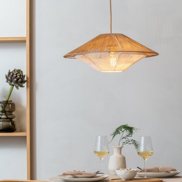 Good & Mojo GOOD MOJO Viseća lampa Lumbini, Ø50 cm, prirodna, papirnato uže, Smeđa / hrđa, Dnevni boravak/blagovaonica, Papirnati karton