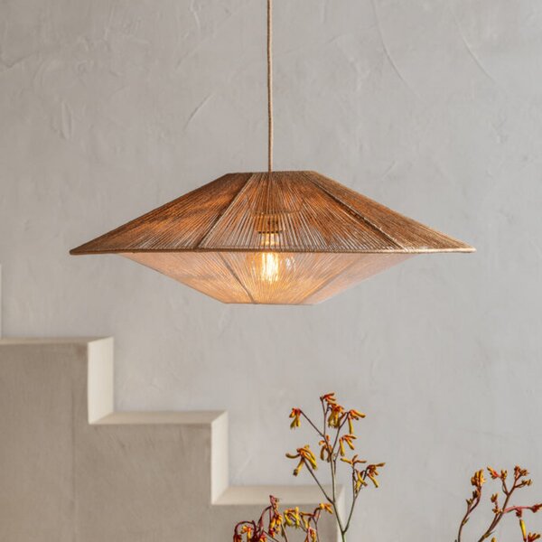 Good & Mojo GOOD MOJO Viseća lampa Lumbini, Ø60 cm, prirodna, papirnato uže, Smeđa / hrđa, Dnevni boravak/blagovaonica, Papirnati karton