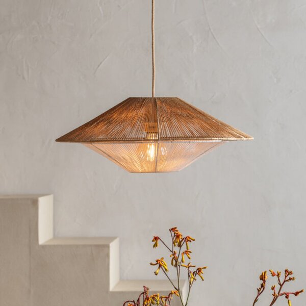 Good & Mojo GOOD MOJO Viseća lampa Lumbini, Ø50 cm, prirodna, papirnato uže, Smeđa / hrđa, Dnevni boravak/blagovaonica, Papirnati karton