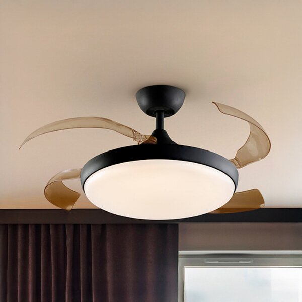Schuller Valencia LED stropni ventilator Venturi crni/dimni DC Ø 106 cm tihi, prigušiva, Sivo, Dnevni boravak/blagovaonica, Plastika