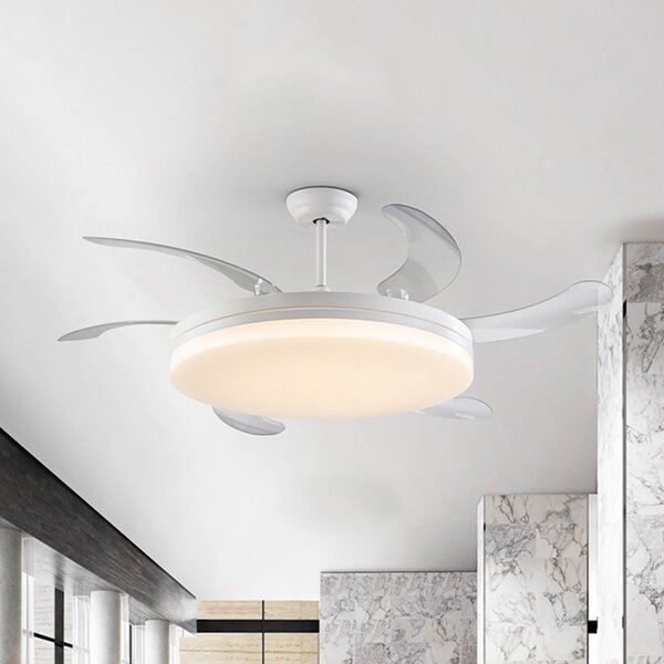 Schuller Valencia LED stropni ventilator Vento bijela/prozirna, DC Ø 150 cm tihi, prigušiva, Providna, Dnevni boravak/blagovaonica, Plastika