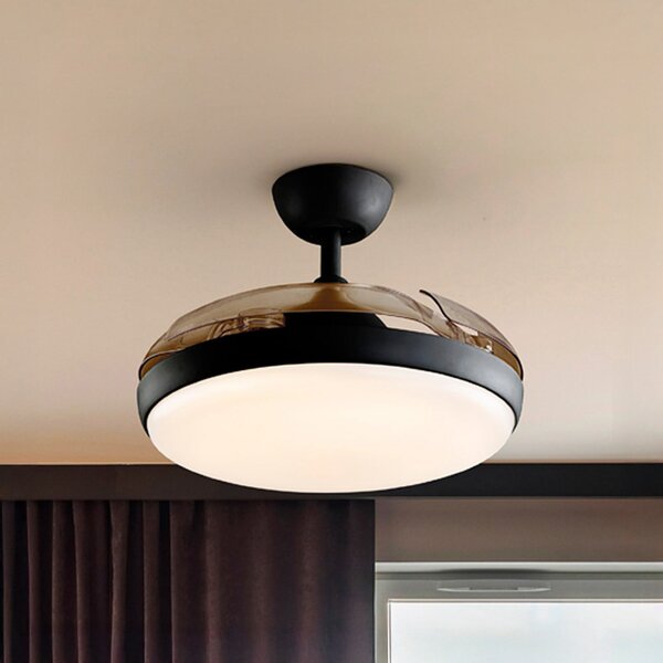 Schuller Valencia LED stropni ventilator Venturi crni/dimni DC Ø 106 cm tihi, prigušiva, Sivo, Dnevni boravak/blagovaonica, Plastika