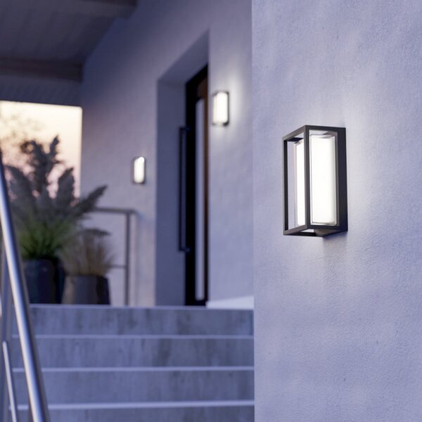 EGLO GENOVESE vanjska zidna LED svjetiljka, crna, 24 cm, IP65, CCT, Crno, Aluminij
