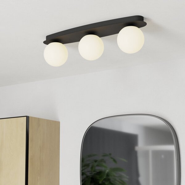 EGLO Stropna svjetiljka CASTROVIDO, crna, 58 cm, za 3 žarulje, IP44, G9 LED, Crno, Dnevni boravak/blagovaonica, Staklo, Metak