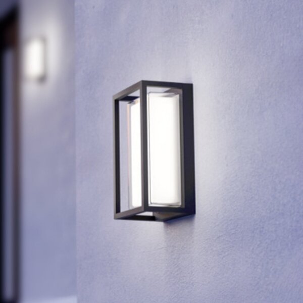 EGLO GENOVESE vanjska zidna LED svjetiljka, crna, 24 cm, IP65, CCT, Crno, Aluminij