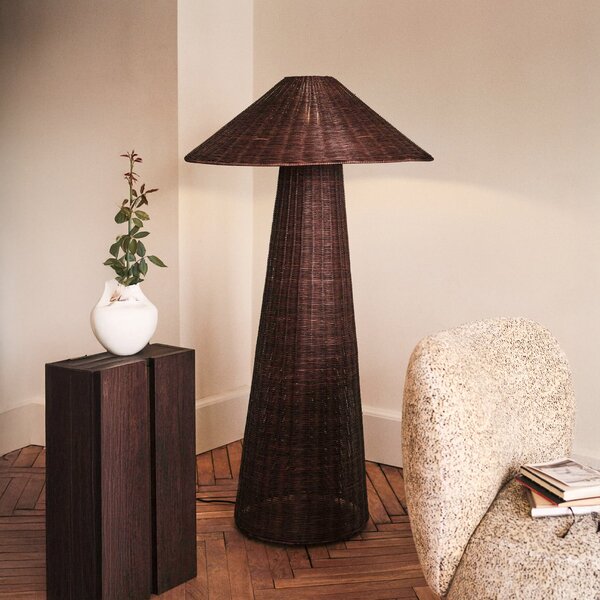 Podne Lampa ferm LIVING, Dou, Smeđa / hrđa, Dnevna soba, Drvo, Dizajn