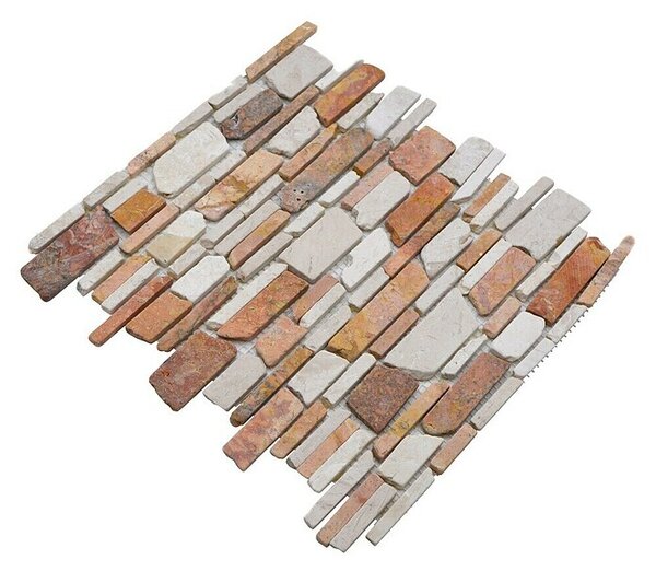 Mozaik pločica Mix MOS BRICK 225 (30,5 x 30,5 cm, Crveno-bijele boje, Mat)