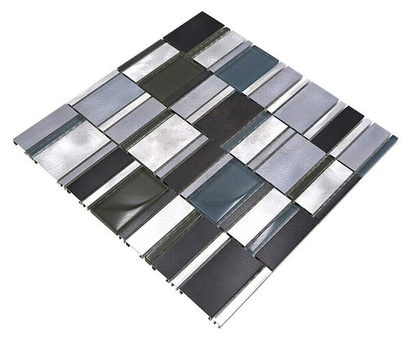 Mozaik pločica Crystal Mix XAM A821 (30,1 x 30,1 cm, Aluminij-kristal-plava, Mat)