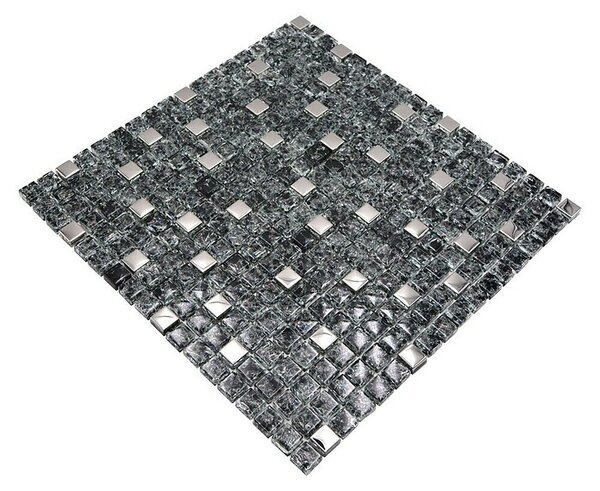 Mozaik pločica Quadrat Crystal Mix XIC 1099 (30 x 30 cm, Crne-srebrne boje, Sjaj)