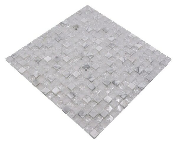 Mozaik pločica Quadrat Crystal Mix XIC 1011 (30,5 x 30,5 cm, Bijele boje, Sjaj)