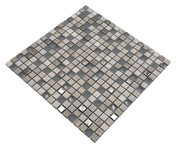 Mozaik pločica Quadrat Crystal Mix XCM HQ10 (30,5 x 30,5 cm, Sivo-srebrne boje, Mat)