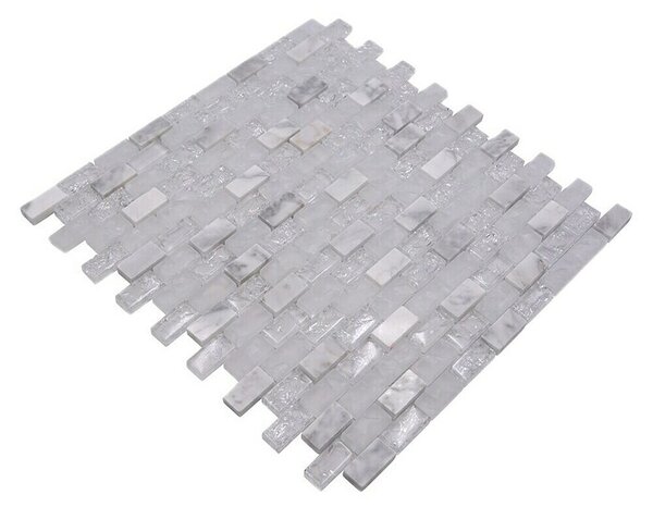Mozaik pločica Crystal Mix XIC B1111 (30 x 28,5 cm, Bijele boje, Sjaj)