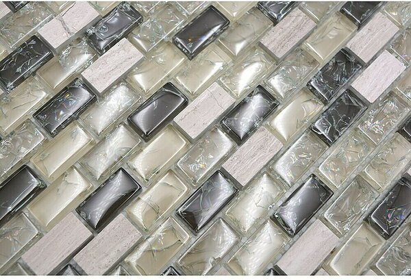 Mozaik pločica Crystal Mix XIC B1152 (30 x 28,5 cm, Sivo-zelene boje, Sjaj)