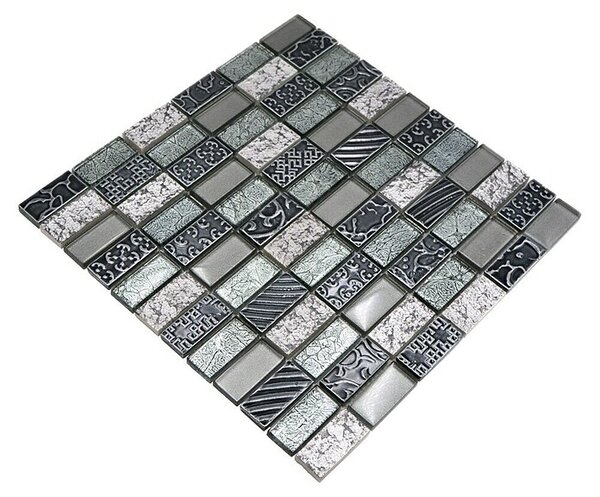 Mozaik pločica Rechteck Crystal Mix XCM CRS2 (30 x 30 cm, Srebrne boje, Sjaj)