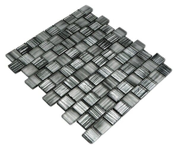 Mozaik pločica Quadrat Crystal Struktur XCM CF81 (28,6 x 31,8 cm, Crne boje, Sjaj)