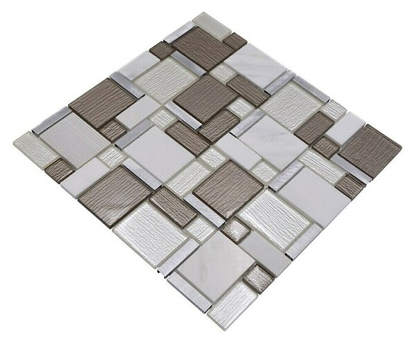 Mozaik pločica Crystal Mix XCM FK01 (30 x 30 cm, bijela-bež, Sjaj)