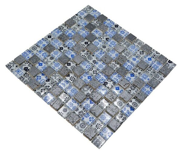 Mozaik pločica Quadrat Crystal Struktur XCM CB07 (30 x 30 cm, Crno-plave boje, Sjaj)