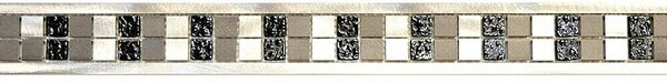 Bordura za pločice Crystal ABO B89 (60 x 5,5 cm, Srebrna-crna, Mat)
