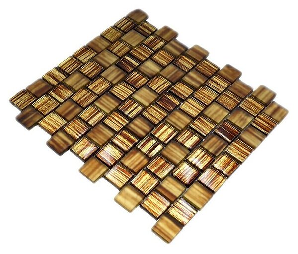 Mozaik pločica Quadrat Crystal Struktur XCM CF85 (28,6 x 31,8 cm, Smeđe boje, Sjaj)
