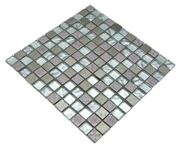 Mozaik pločica Quadrat Crystal Mix XCM CB 33 (30 x 30 cm, Srebrne boje, Sjaj)