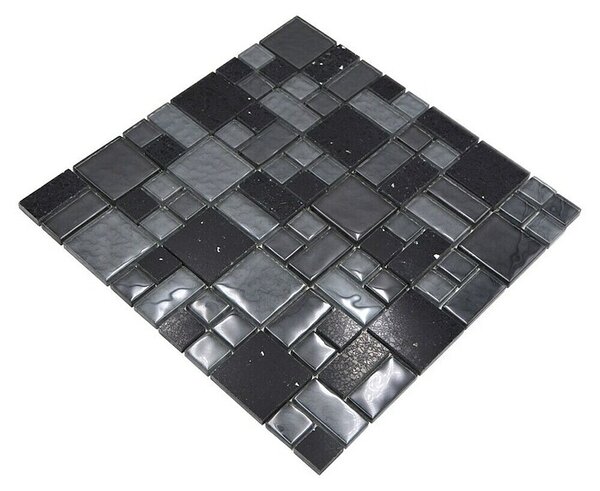 Mozaik pločica Crystal Mix XCM K989 (29,8 x 29,8 cm, Crne boje, Sjaj)